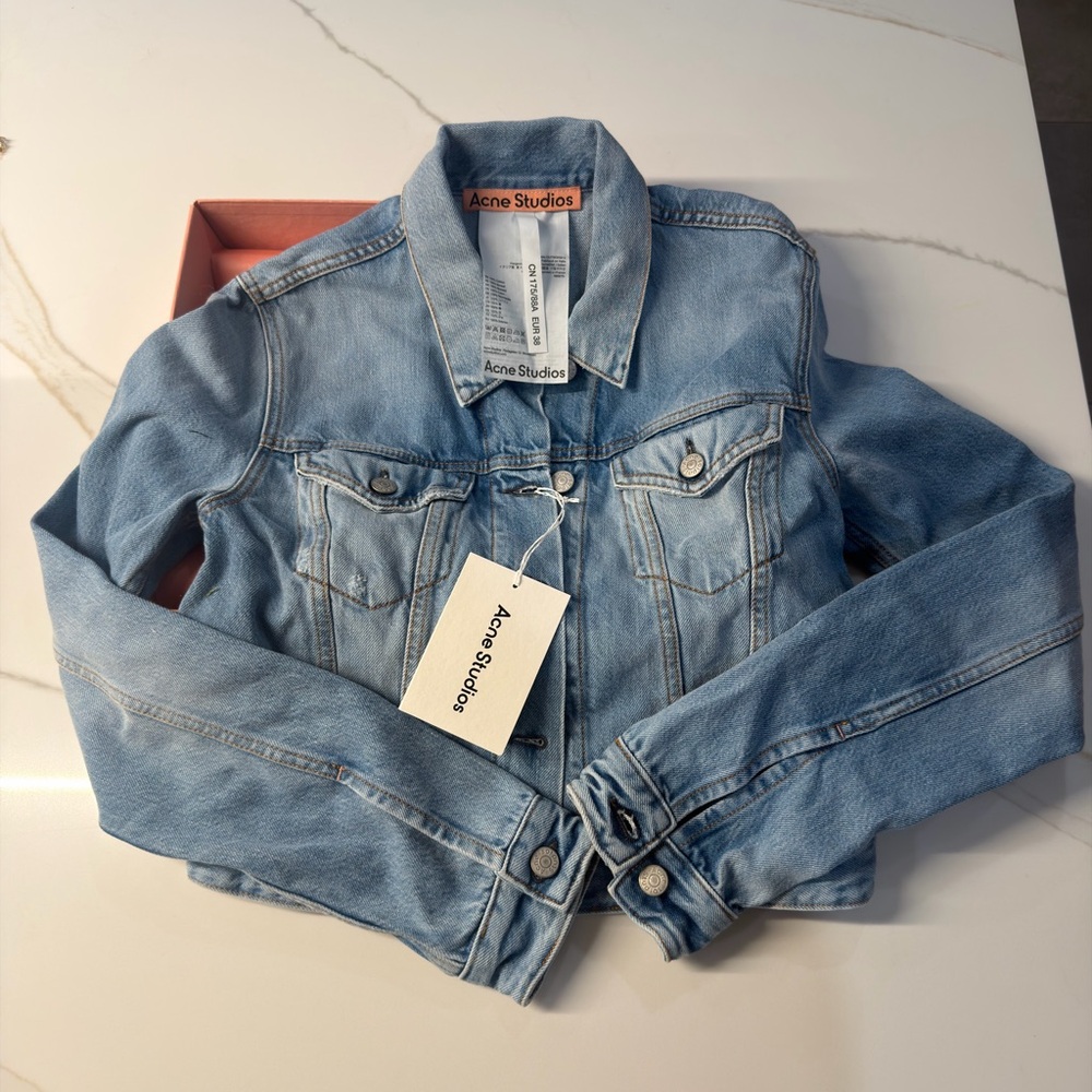 Acne Light Wash Denim Jacket in Light Blue - Picture 5 of 6